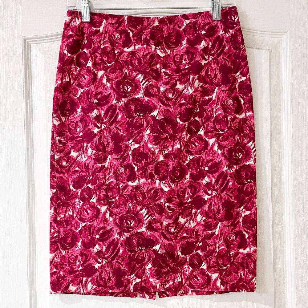 Talbots Pink Roses Pencil Skirt Size 2